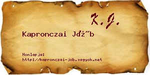 Kapronczai Jób névjegykártya